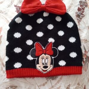 Disney Minnie Mouse Polka Dot Beanie with Red Bow 2T-5T